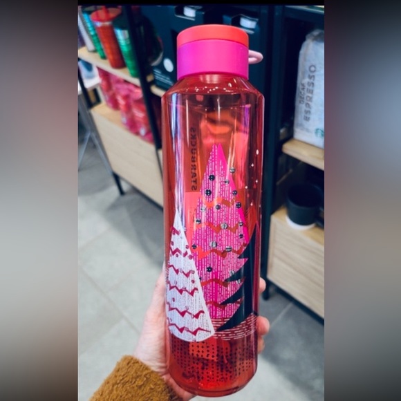 Starbucks Christmas Tree Water Bottle Plastic Tumbler 20oz New 2021 Holiday Cup - Picture 6 of 9